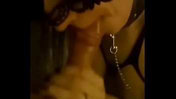 Blowjob with a cock ring on a dick