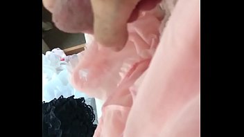 Slow motion huge cum load into frilly panty drawer